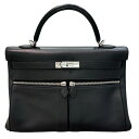 エルメス HERMES ケリーラキ35 □M刻 ブラック/シルバー金具 スイフト レディース ハンドバッグ【中古】