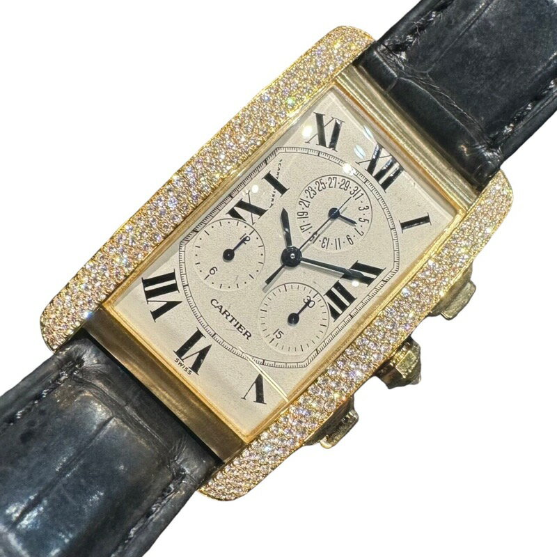 カルティエ Cartier タンク アメリカン クロノリフレックスLM WB702151 K18イエローゴールド メンズ 腕時計【中古】