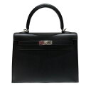 エルメス HERMES ケリー25 外縫い ブラック シルバー金具 エプソン レディース ハンドバッグ【中古】