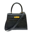 エルメス HERMES ミニ ケリー □B刻印 ブルーインディゴ ゴールド金具 リザードリセ レディース ハンドバッグ【中古】