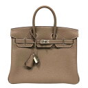 エルメス HERMES バーキン25 W刻 エトゥープ シルバー金具 トゴ レディース ハンドバッグ【中古】