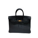 エルメス HERMES バーキン25 W刻 ブラック ゴールド金具 トゴ レディース ハンドバッグ【中古】