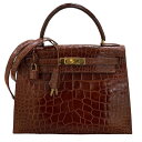 エルメス HERMES ケリー28 刻印不鮮明 ミール・ゴールド金具 アリゲーター レディース ハンドバッグ【中古】