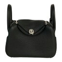 エルメス HERMES リンディミニ20 W刻 ブラック/シルバー金具 トリヨン レディース ショルダーバッグ【中古】