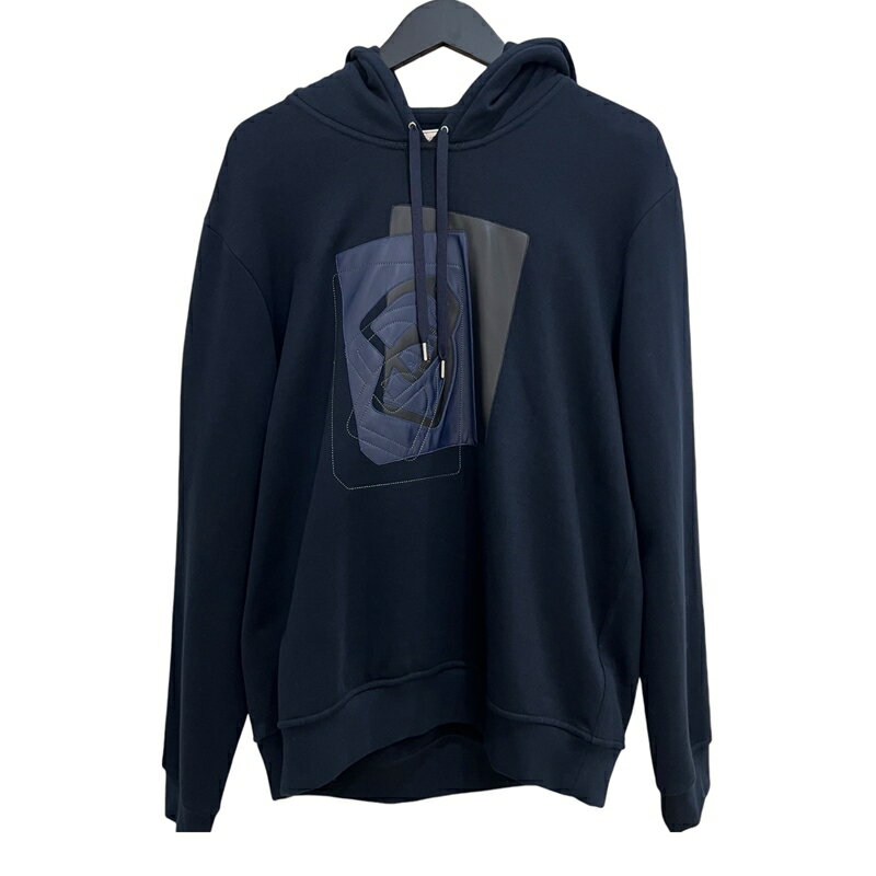 エルメス HERMES レザーパッチ スウェットパーカー ネイビー L コットン100％ メンズ パーカー【中古】のサムネイル