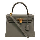 エルメス HERMES ケリー28 内縫い B刻 グリメイヤー ゴールド金具 トゴ レディース ハンドバッグ【中古】(4)