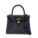 エルメス HERMES ケリー25 W刻 ブラック ゴールド金具 トゴ レディース ハンドバッグ【中古】