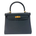 エルメス HERMES ケリー25 内縫い W刻 (2024年製) ブラック シルバー金具 トゴ レディース ハンドバッグ【中古】