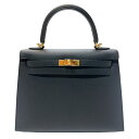 エルメス HERMES ケリー25 外縫い D刻印 (2019年製) ブラック ゴールド金具 ヴォーエプソン レディース ハンドバッグ【中古】