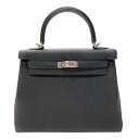 エルメス HERMES ケリー25 内縫い W刻印 (2024年製) ブラック シルバー金具 ドゴ レディース ハンドバッグ【中古】