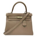 エルメス HERMES ケリー28 内縫い Z刻印 エトゥープ シルバー金具 トゴ レディース 2wayハンドバッグ【中古】