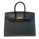 エルメス HERMES バーキン25セリエ B刻印 (2023年製) ブラック ピンクゴールド金具 ヴォーエプソン レディース ハンドバッグ【中古】