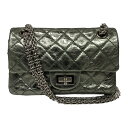 シャネル CHANEL 2.55 ミニフラップバッグ AS0874 11番台 メタリックグリーン シルバー金具 エイジドカーフ レディース ショルダーバッグ【中...