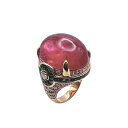 ブルガリ BVLGARI カボションリング K18ゴールド トルマリン/エメラルド/ダイヤ ジュエリー【中古】