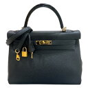 エルメス HERMES ケリータッチ32 Y刻印 ブラック ゴールド金具 トゴ・アリゲーター レディース ハンドバッグ【中古】