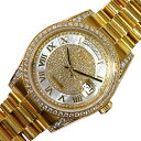 ロレックス ROLEX デイデイト36 ホワイトシェル パヴェダイヤ 118388NRZ K18イエローゴールド 自動巻き ユニセックス 腕時計【中古】