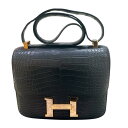 エルメス HERMES コンスタンス3 24 Y刻 ブラック ゴールド金具 アリゲーターマット レディース ショルダーバッグ【中古】