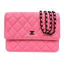 シャネル CHANEL マトラッセチェーンウォレット AP3745 ピンク ラムスキン ウォレットチェーン【中古】