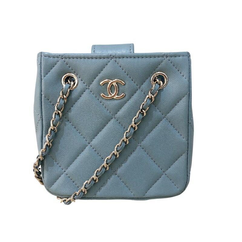 シャネル CHANEL マトラッセ チェーンショルダー AS3176 ライトブルー シルバー金具 ラムスキン レディース ショルダーバッグ【中古】(4)