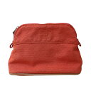 エルメス HERMES ボリードポーチ20 オレンジ シルバー金具 トワル レディース ポーチ【中古】