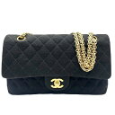 シャネル CHANEL マトラッセ25 A01112 ブラック ゴールド金具 コットン レディース ショルダーバッグ【中古】