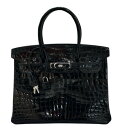 エルメス HERMES バーキン30 C刻 ブラック・シルバー金具 ニロティカス レディース ハンドバッグ【中古】
