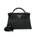 エルメス HERMES ケリー42 マキシ W刻 ブラック シルバー金具 トゴ レディース ハンドバッグ【中古】