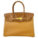 エルメス HERMES バーキン30 タッチ Z刻印(2021年製) タバックキャメル/ゴールド金具 オーストリッチ オーストリッチ/アリゲーター レディース ...