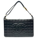 シャネル CHANEL チョコバー ワンショルダーバッグ A17365 ブラック ゴールド金具 ラムスキン レディース ショルダーバッグ【中古】