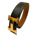 エルメス HERMES コンスタンス Hベルト □A刻 ブラック・ゴールド・ゴールド金具 ボックスカーフ レディース ベルト【中古】