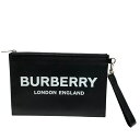 バーバリーロンドン BURBERRY LONDON ロゴクラッチバッグ ブラック/シルバー金具 レザー メンズ クラッチバッグ【中古】