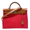エルメス HERMES エールバッグジップPM □O刻 (2011年製) ブーゲンビリア シルバー金具 トワル/ハンター ユニセックス ハンドバッグ【中古】