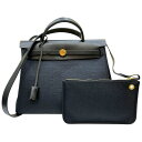 エルメス HERMES エールバッグジップPM Y刻印 ブラック ゴールド金具 トワル/レザー レディース 2wayハンドバッグ【中古】