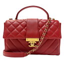 シャネル CHANEL マトラッセ トップハンドルチェーンショルダー AS0804 レッド ゴールド金具 カーフレザー レディース ショルダーバッグ【中古】