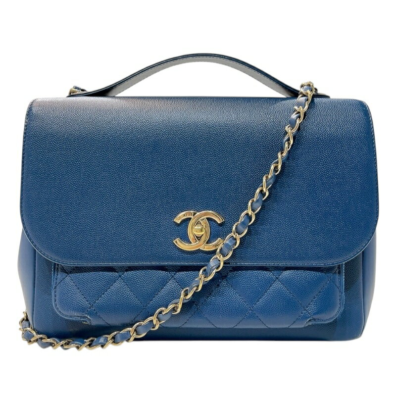【★最大40,000円OFFクーポン配布中！9/26まで】シャネル CHANEL ビジネスアフィニティ ラージ　ショルダーバッグ A93608 ブルー ゴールド金具 キャビアスキン レディース ショルダーバッグ【中古】のサムネイル