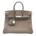 エルメス HERMES バーキン25 B刻 エトゥープ SV金具 トゴ レディース ハンドバッグ【中古】
