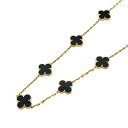 ヴァンクリーフ&アーペル Van Cleef & Arpels ヴィンテージアルハンブラネックレス 10P K18YG/オニキス ジュエリー【中古】