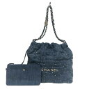 シャネル CHANEL CHANEL22スモールバッグ AS3260 デニム シルバー金具 デニム/メタル レディース トートバッグ【中古】