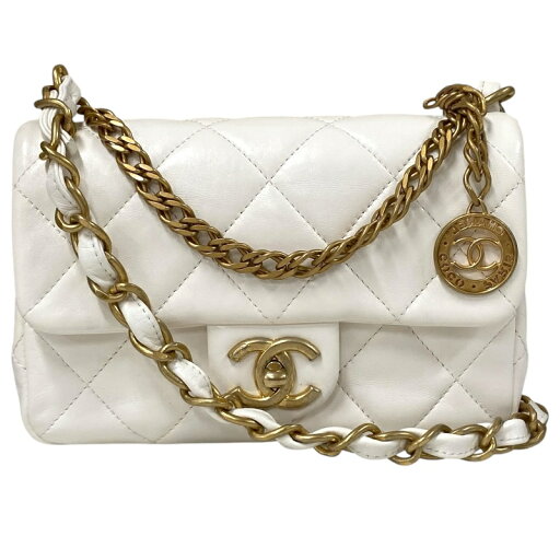 シャネル CHANEL マトラッセ スモールフラップバッグ AS4012 ホワイト ゴールド金具 シャイニーラム レディース ショルダーバッグ【中古】 シャネル CHANEL マトラッセ スモールフラップバッグ AS4012 ホワイト ゴールド金具 シャイニーラム レディース ショルダーバッグ【中古】