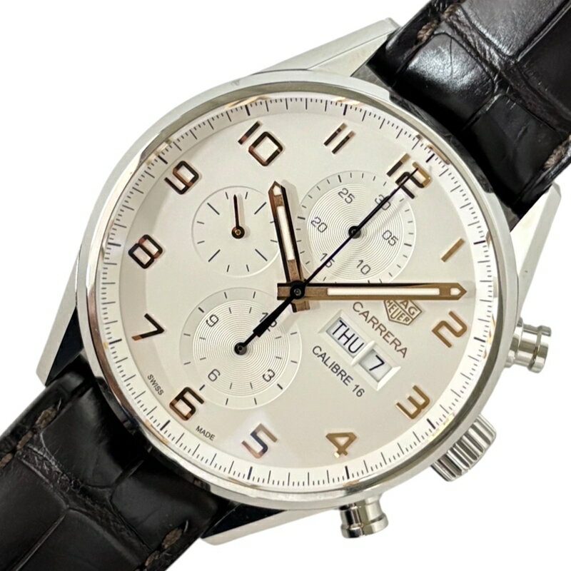 タグ・ホイヤー TAG HEUER カレラ キャリバー16 クロノグラフ デイデイト CV2A1AC.FC6380 ホワイト SS 自動巻き メンズ 腕時計【中古】