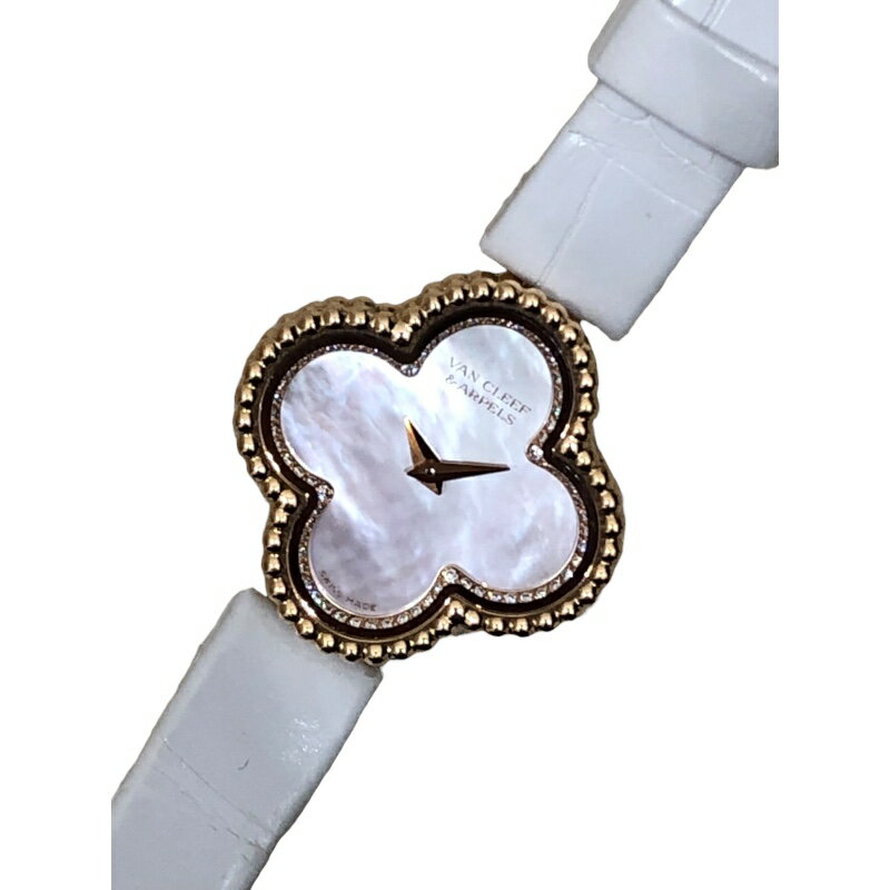 ヴァンクリーフ&アーペル Van Cleef & Arpels スウィートアルハンブラ ホワイトシェル 2386240(VCARO8SF00) ホワイト K18ピンクゴールド レザー クオーツ レディース 腕時計【中古】