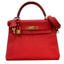 エルメス HERMES ケリー28 内縫い X刻 ルージュトマト/ゴールド金具 トリヨン レディース ショルダーバッグ【中古】