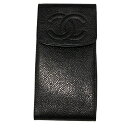 シャネル CHANEL チェーンショルダー携帯ケース 3086597 ブラック ゴールド金具 キャビア レディース その他小物【中古】