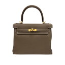 エルメス HERMES ケリー25 内縫い エトゥープ トゴ、GD色金具 レディース【中古】