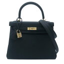 エルメス HERMES ケリー25 内縫い W刻 ブラック GD金具 トゴ レディース ショルダーバッグ【中古】