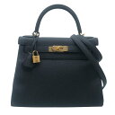 エルメス HERMES ケリー28 内縫い B刻 ブラック GD金具 トゴ レディース ショルダーバッグ【中古】