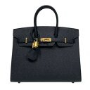 エルメス HERMES バーキン25 セリエ W刻 ブラック ゴールド金具 エプソン レディース ハンドバッグ【中古】