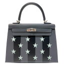 エルメス HERMES ケリー25 カザックエトワー 外縫い W刻印 (2024年製) アルドワーズブラック シルバー金具 ヴォーエプソン レディース ハンド...
