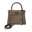 エルメス HERMES ケリー25 内縫い B刻印 エトゥープ シルバー金具 トゴ レディース ショルダーバッグ【中古】