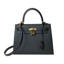 エルメス HERMES ケリー25 外縫い B刻 ブラック ゴールド金具 エプソン レディース ショルダーバッグ【中古】